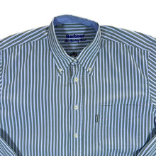 Load image into Gallery viewer, Barbour "The Sporting Shirt" Blue Green Striped Long Sleeve Button-Up Cotton Shirt