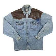 Load image into Gallery viewer, Vintage Arizona Jeans Cowboy Western Blue Denim Metal Popper Long Sleeve Shirt