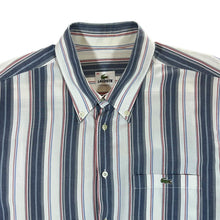 Load image into Gallery viewer, Vintage LACOSTE Blue White Red Multi Striped Short Sleeve Button-Up Shirt