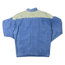 Load image into Gallery viewer, Vintage Rivergold Cowboy Western Blue Denim Long Sleeve Pearl Snap Popper Shirt