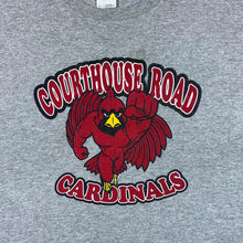 Load image into Gallery viewer, COURTHOUSE ROAD CARDINALS College Sports Logo Spellout Graphic Grey T-Shirt