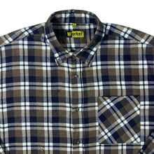 Load image into Gallery viewer, Vintage Worker Brown Black White Check Cotton Long Sleeve Button-Up Flannel Shirt