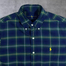 Load image into Gallery viewer, Ralph Lauren Navy Blue Green Tartan Plaid Check Long Sleeve Button-Up Shirt