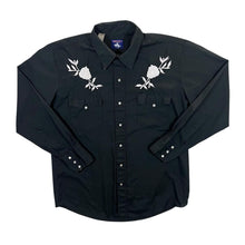 Load image into Gallery viewer, Vintage Chute #1 Cowboy Western Embroidered Floral Black Long Sleeve Shirt