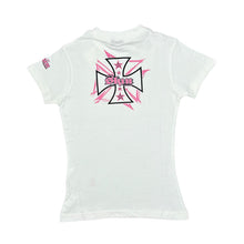 Load image into Gallery viewer, Early 00's SKIN INDUSTRIES Gothic Biker Tattoo Y2K Logo Spellout Graphic T-Shirt