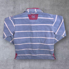 Load image into Gallery viewer, Vintage DEAL Blue White Striped Distressed Zip Sweatshirt Top