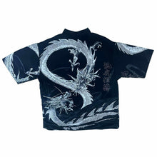 Load image into Gallery viewer, Early 00's Bunker New York Gothic Y2K Dragon All-Over Print Black Short Sleeve Shirt