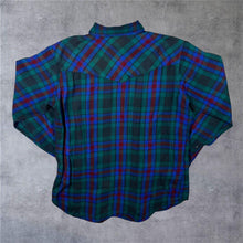 Load image into Gallery viewer, Vintage Cowboy Western Multi Plaid Check Popper Long Sleeve Shirt