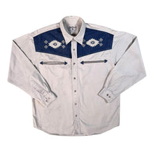Load image into Gallery viewer, Vintage John Baner Cowboy Western Cream Blue Cotton Long Sleeve Shirt