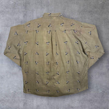 Load image into Gallery viewer, Vintage Ducks Unlimited All-Over Print Pattern Beige Brown Long Sleeve Button-Up Shirt