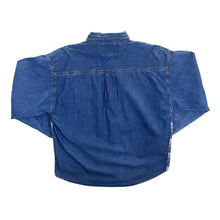 Load image into Gallery viewer, Vintage 90's Up Time Plaid Check Panel Blue Denim Long Sleeve Shirt