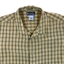 Load image into Gallery viewer, COLUMBIA XCO Green Beige-Yellow Plaid Check Open Collar Short Sleeve Utility Shirt