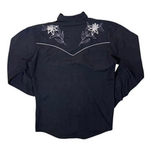 Load image into Gallery viewer, Vintage Cowboy Western Embroidered Floral Dark Grey Popper Long Sleeve Shirt