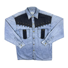 Load image into Gallery viewer, Vintage Men's Company Cowboy Western Stonewashed Blue Denim Popper Long Sleeve Shirt