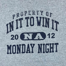 Load image into Gallery viewer, IN IT TO WIN IT "Monday Night" Souvenir Spellout Graphic Grey T-Shirt