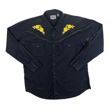 Load image into Gallery viewer, Vintage 90's Ely Diamond Cowboy Western Embroidered Rose Popper Long Sleeve Shirt