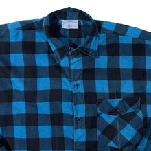 Load image into Gallery viewer, Vintage Blue Black Plaid Check Cotton Blend Long Sleeve Flannel Shirt