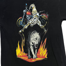 Load image into Gallery viewer, Vintage AMERICAN STYLE Gothic Biker Wolf Flames Graphic T-Shirt