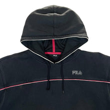 Load image into Gallery viewer, Early 00's FILA Classic Embroidered Mini Logo Black Pullover Hoodie