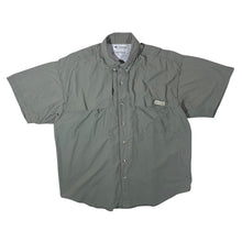 Load image into Gallery viewer, Vintage Columbia Sportswear Khaki Hiking Utility Short Sleeve Nylon Button-Up Shirt