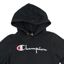 Load image into Gallery viewer, CHAMPION Reverse Weave Embroidered Big Logo Spellout Black Pullover Hoodie