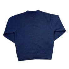 Load image into Gallery viewer, Vintage FOUR SEASONS Grandad Patterned Wool Acrylic Knit Navy Blue V-Neck Sweater Jumper
