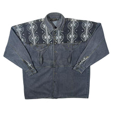Load image into Gallery viewer, Vintage Eagle Cowboy Western Patterned Panel Grey Denim Long Sleeve Shirt