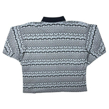 Load image into Gallery viewer, Vintage Time Sport Crazy Abstract Patterned Black Grey Long Sleeve Polo Shirt