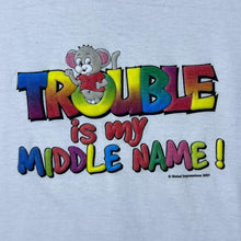 Load image into Gallery viewer, Trouble Is My Middle Name! (2001) Mouse Souvenir Novelty Graphic Single Stitch T-Shirt