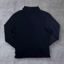 Load image into Gallery viewer, Barbour "Classic Tartan" Plaid Check Elbow Patch Navy Blue Long Sleeve Cotton Polo Shirt