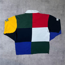 Load image into Gallery viewer, Vintage Cotton Traders Rugby Nations Embroidered Colour Block Long Sleeve Polo Shirt