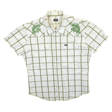 Load image into Gallery viewer, Early 00's Lee Embroidered Cowboy Western Plaid Check Popper Short Sleeve Shirt