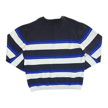 Load image into Gallery viewer, Adidas Mini Logo Blue White Multi Striped Crewneck Sweater Jumper