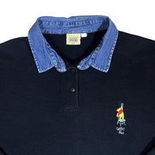 Load image into Gallery viewer, Vintage 90's CLASSIC POOH Disney Embroidered Denim Collar Long Sleeve Polo Shirt Sweatshirt