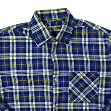 Load image into Gallery viewer, Vintage Triola Blue White Yellow Plaid Check Cotton Long Sleeve Flannel Shirt