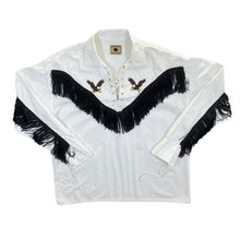 Load image into Gallery viewer, Vintage Running Bear Embroidered Eagle Cowboy Western Tassel Lace-Up Smock Shirt
