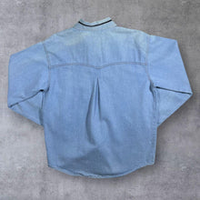 Load image into Gallery viewer, Vintage TG-22 Cowboy Western Blue Denim Popper Long Sleeve Shirt
