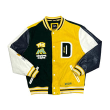 Load image into Gallery viewer, ZARA "Underground Is Freedom" Embroidered Spellout Colour Block Varsity Letterman Bomber Jacket
