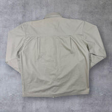 Load image into Gallery viewer, Vintage Cowboy Western Black Faux Leather Panel Beige Cotton Popper Long Sleeve Shirt