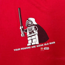 Load image into Gallery viewer, LEGO STAR WARS (2008) "Your Powers Are Weak Old Man" Vader Video Game Promo Graphic T-Shirt