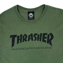Load image into Gallery viewer, THRASHER MAGAZINE Classic Skater Logo Spellout Khaki Green Graphic T-Shirt