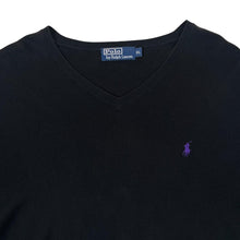 Load image into Gallery viewer, POLO RALPH LAUREN Classic Embroidered Mini Logo V-Neck Black Knit Sweater Jumper