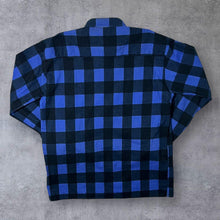 Load image into Gallery viewer, Vintage Blue Black Lumberjack Plaid Check Long Sleeve Cotton Flannel Shirt