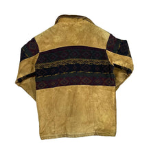 Load image into Gallery viewer, Vintage 90's CHAFER Aztec Pattern Woven Panel Suede Leather Fleece Lined Jacket