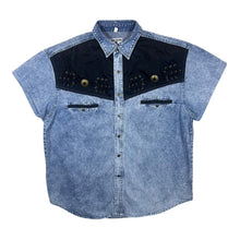 Load image into Gallery viewer, Vintage John Baner Cowboy Western Acid Wash Blue Denim Short Sleeve Popper Shirt