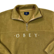 Load image into Gallery viewer, OBEY Worldwide Embroidered Big Logo Spellout Skater 1/4 Zip Pullover Fleece Sweatshirt