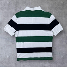 Load image into Gallery viewer, Fred Perry Green Black White Striped Mini Logo Cotton Polo Shirt