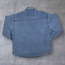 Load image into Gallery viewer, Vintage Stars & Stripes Cowboy Western Patterned Embroidered Blue Denim Long Sleeve Shirt