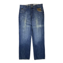 Load image into Gallery viewer, Early 00's LRG LIFTED RESEARCH GROUP Skater Y2K Blue Denim Distressed Straight Leg Jeans