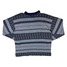 Load image into Gallery viewer, Vintage 90's Colo Colinni Navy Blue Grey Patterned Striped Long Sleeve Polo Shirt